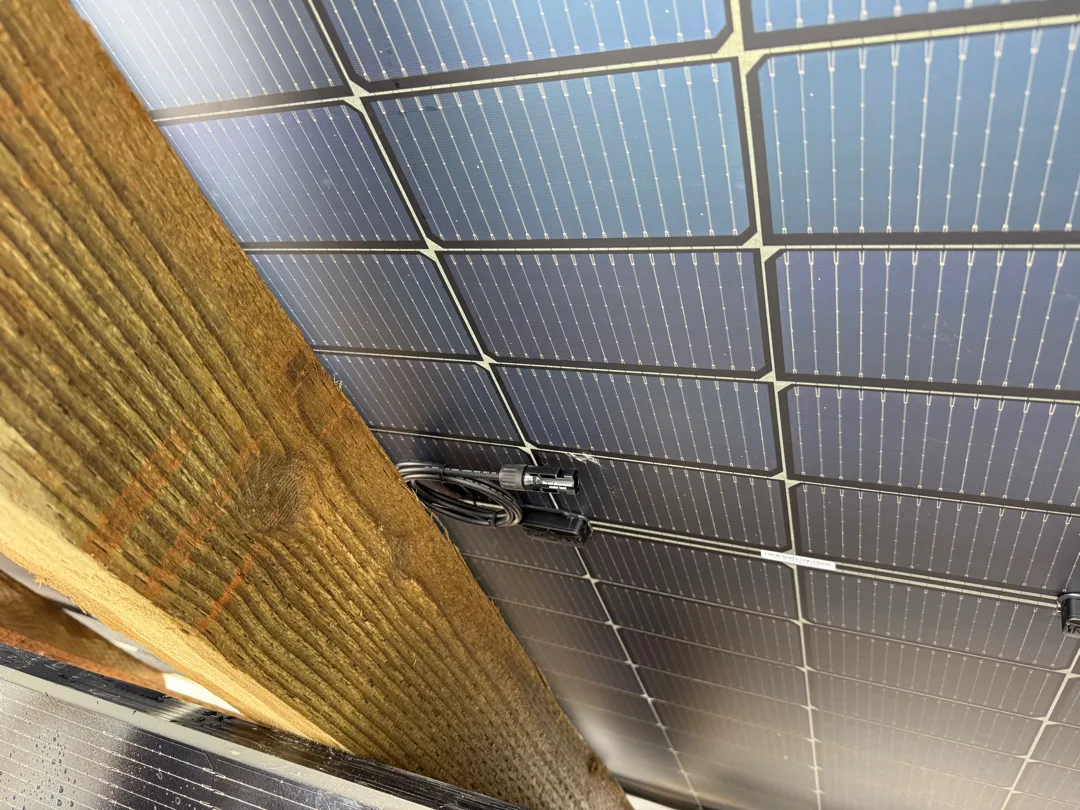 Underside of the solar array and mounting rail